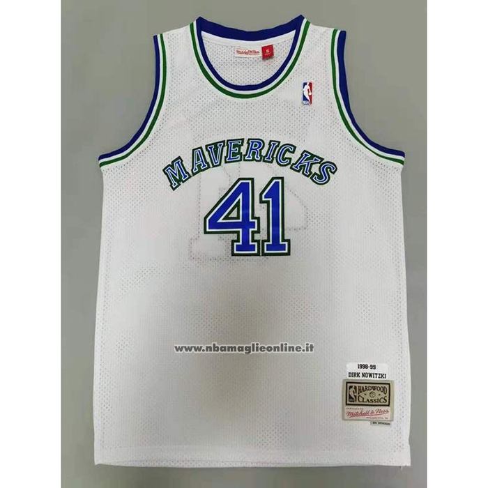 Maglia Dallas Mavericks Dirk Nowitzki #41 Mitchell & Ness 1998-99 Bianco